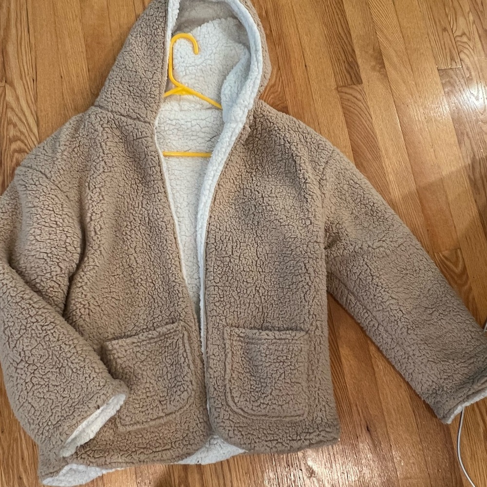 Reversible beige and Tan Sherpa Jacket